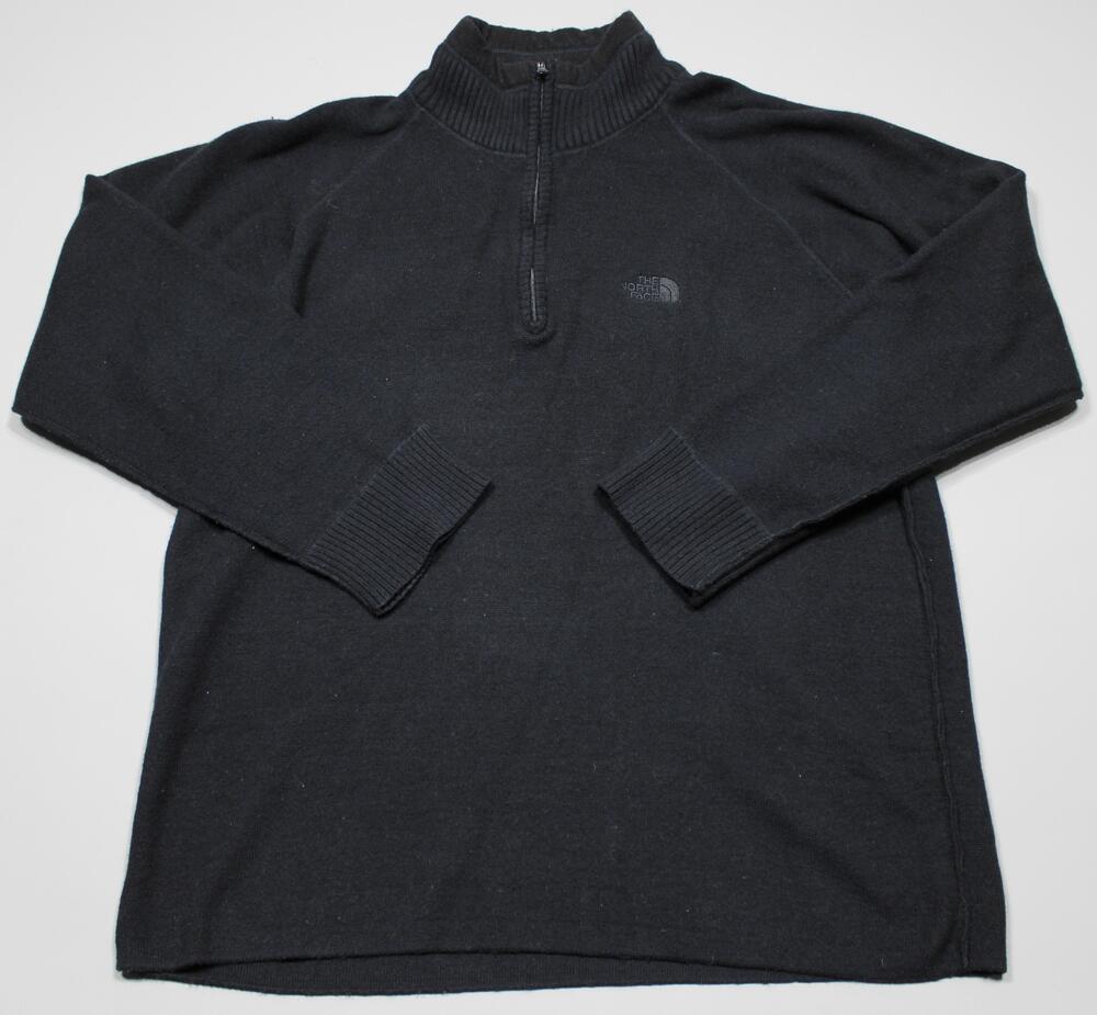 The North Face 1/4 Zip Wool Sweater Mens XL Black Mock Neck Knit Pullover